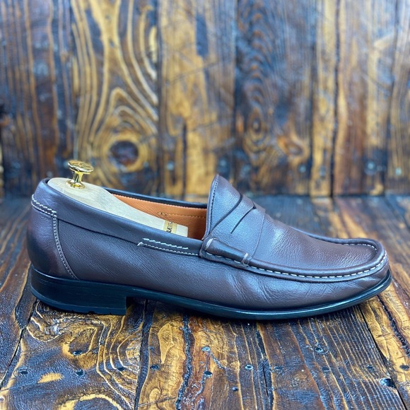 Santoni Ascott Men's Brown Leather Penny Loafer Shoes Size 9.5 D /Retail At $650 - Picture 3 of 9